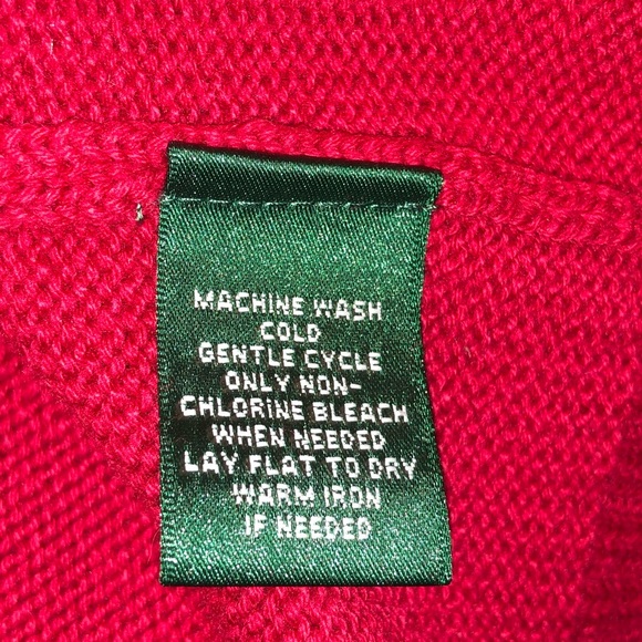 AUTHENTIC RALPH LAUREN CLASSIC RED BUTTON DOWN SWEATER SZ L - Picture 7 of 13